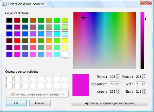 Fenêtre de sélection de couleur