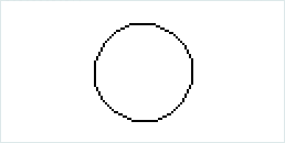 Cercle de centre A(32,64) de rayon 22, tracé avec Circle