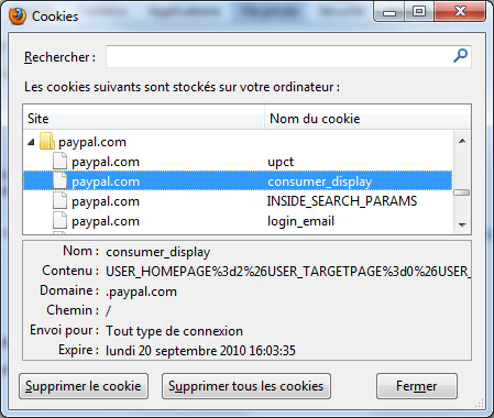 Cookies sous Firefox