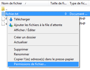 Modifier les permissions d'un fichier