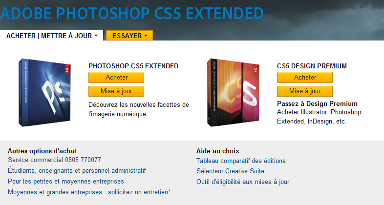 Adobe Photoshop CS5 : acheter, màj