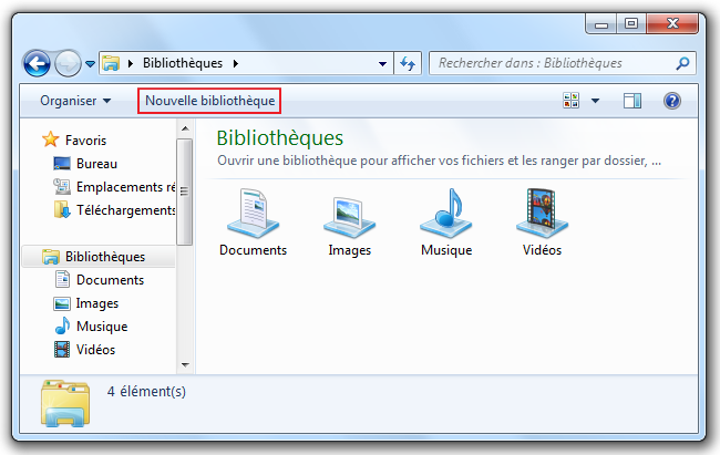 Bouton Nouvelle bibliotheque