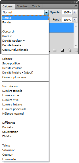 Modes de fusion - Liste