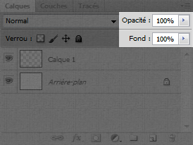 Fenêtre de calques - Opacité et Fond