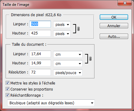 Taille de l'image - Paramétrages