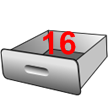 Un tiroir dans la mémoire de l'ordinateur contenant le chiffre 16