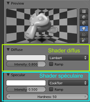 Les shaders Diffuse et Specular