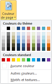 Cette icône vous permet de choisir la couleur d'arrière-plan des pages
