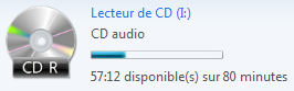 Capacité restante du CD audio