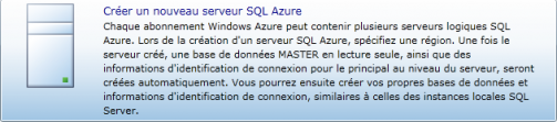 Créer un nouveau serveur SQL Azure