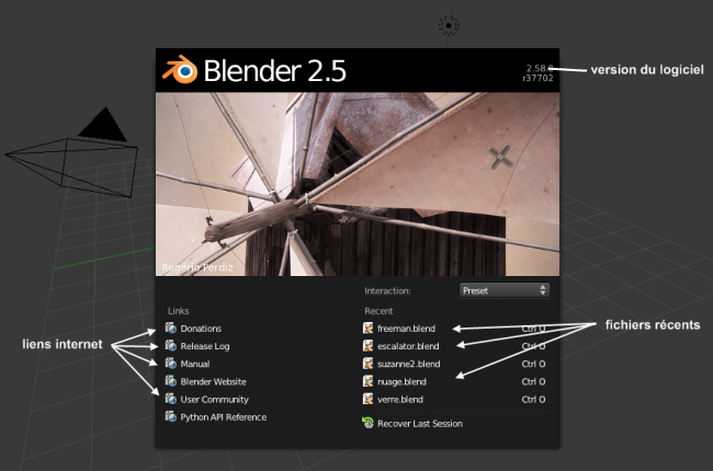 Le splash screen de Blender