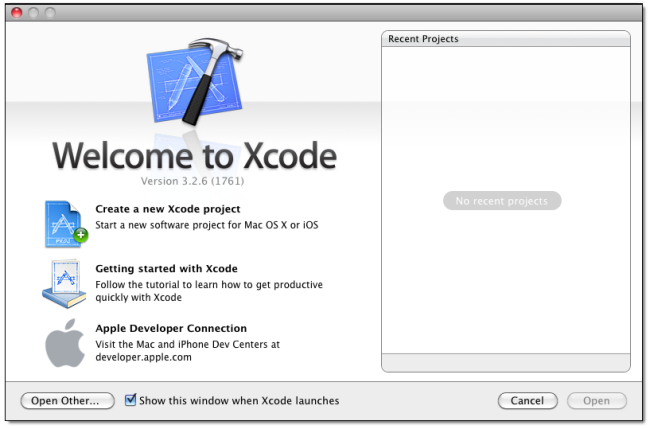Une boîte de dialogue Xcode s'affiche