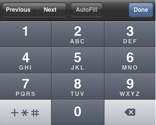 Clavier de saisie de numéro de téléphone sur un iPhone