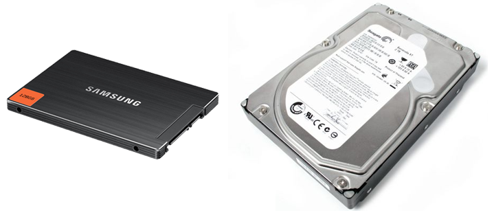 À gauche notre SSD pour l’OS et les programmes, à droite notre disque dur pour les données