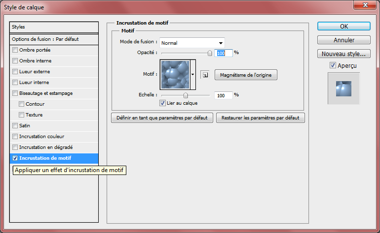 Incrustation motif - Interface