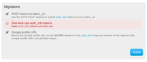 One-time use auth_info tokens