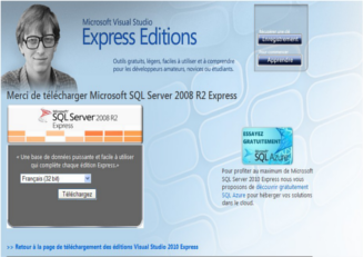 La page de téléchargement de SQL Server