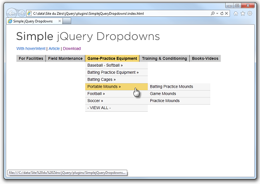Un menu déroulant en quelques lignes de code HTML avec le plugin « Simple jQuery Dropdowns »