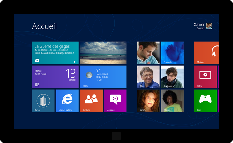 Aperçu de l'interface Personnelle de Windows 8