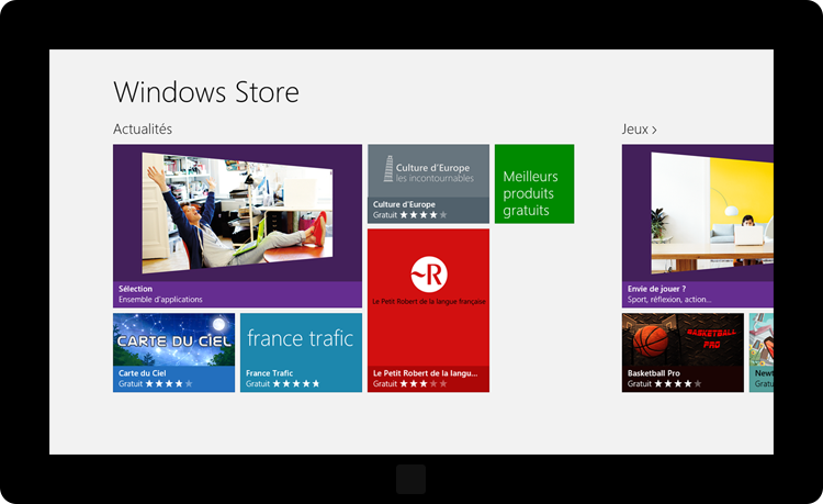 La page du hub du Windows Store