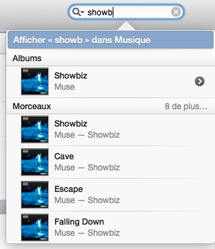 Recherche de l'album « Showbiz »