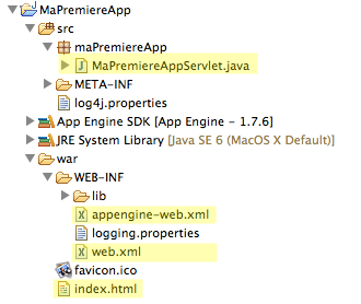 Structure des fichiers d'un projet App Engine