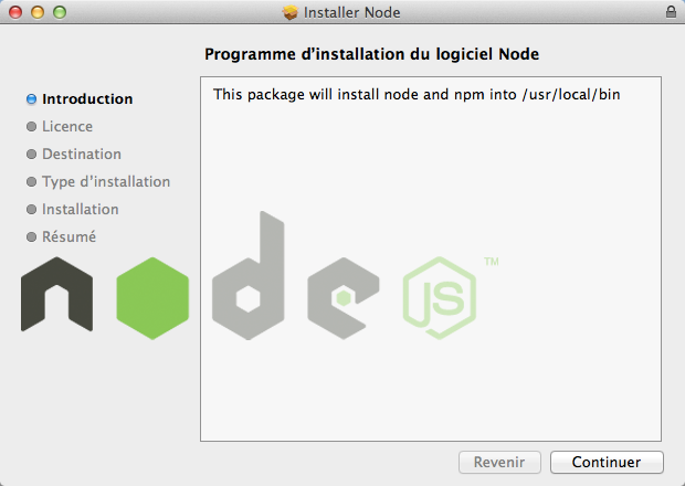 L'installation de Node.js sous Mac OS X
