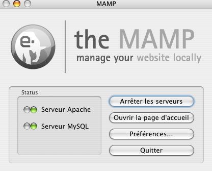 Interface principale de MAMP