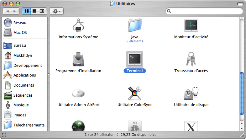 Ouvrir une console sous MAC OS X