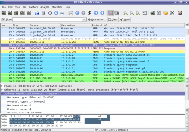Wireshark intercepte les données qui circulent sur le réseau
