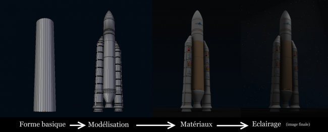 La construction de la fusée Ariane 5 en 3D